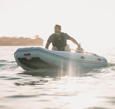 Thermo-Welded Seam Inflatable Boat - A man riding on his TrueKit Boat
