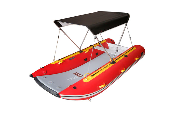 Inflatable boat Bimini top - Powder-coasted - NVequipment - cockpit /  aluminum frame / leather